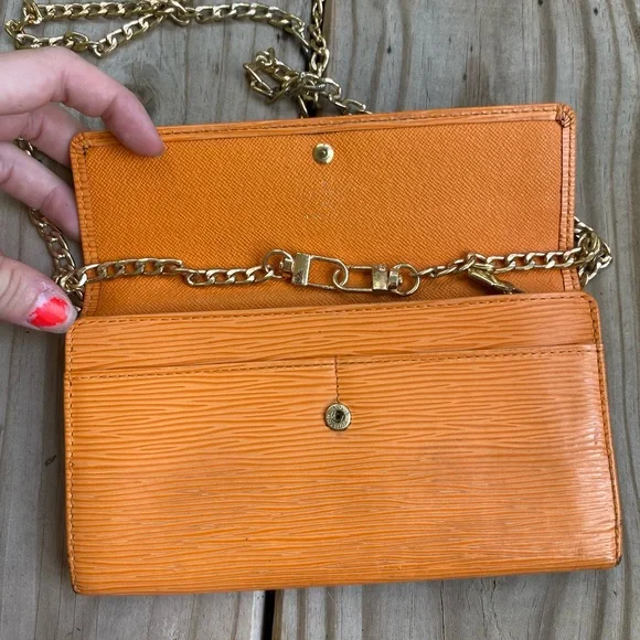 Louis Vuitton Sarah Epi leather long wallet mini crossbody orange gold - Picture 10 of 11